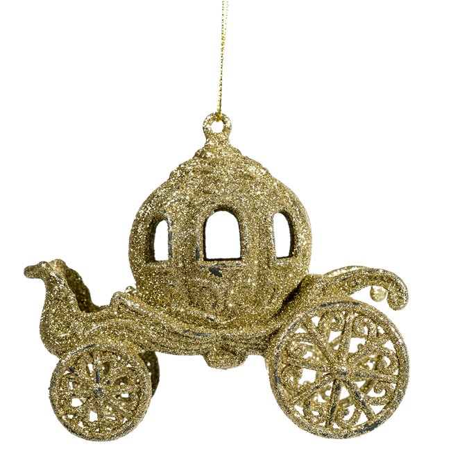 X-mas decor PLAST GLITTER COACH GOLD, 9x11.5x5.5cm