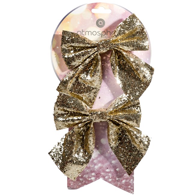 X-mas decor GOLD BOW DECO x2, 16x14cm