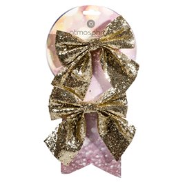 X-mas decor GOLD BOW DECO x2, 16x14cm