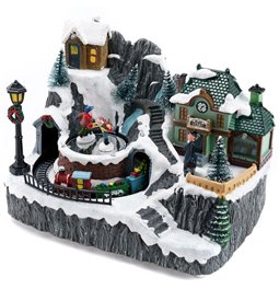 X-mas decor Train Station Village, 23x16x18cm