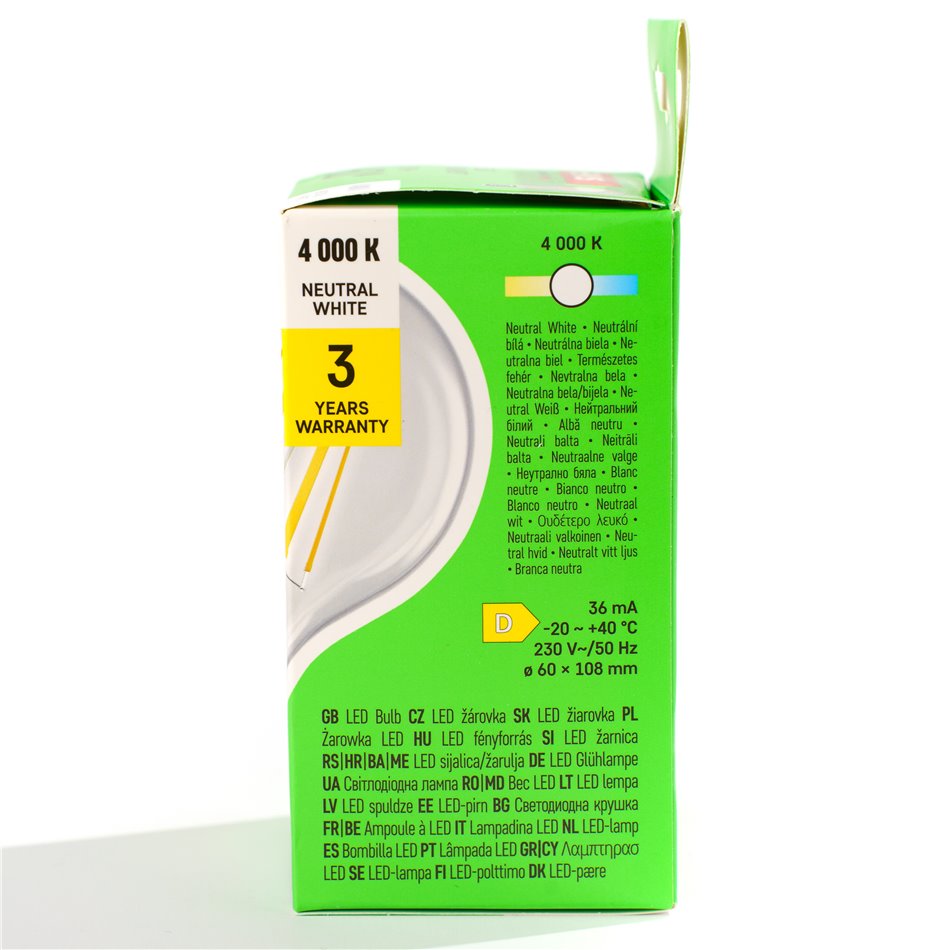 LED Bulb NW neutral white, E27 5.9W, 806lm, 4000K, H11x6x6cm
