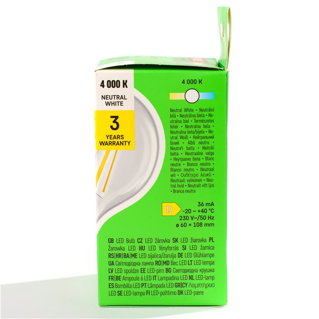 LED Bulb NW neutral white, E27 5.9W, 806lm, 4000K, H11x6x6cm
