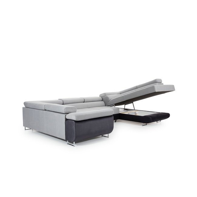 U shape sofa Eletto U Right, Kronos 07, black, H90x340x202cm