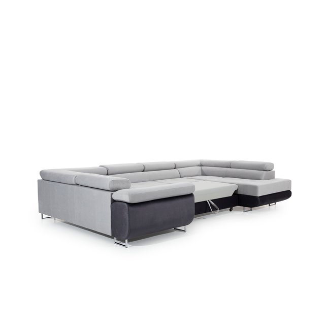 U shape sofa Eletto U Right, Kronos 07, black, H90x340x202cm