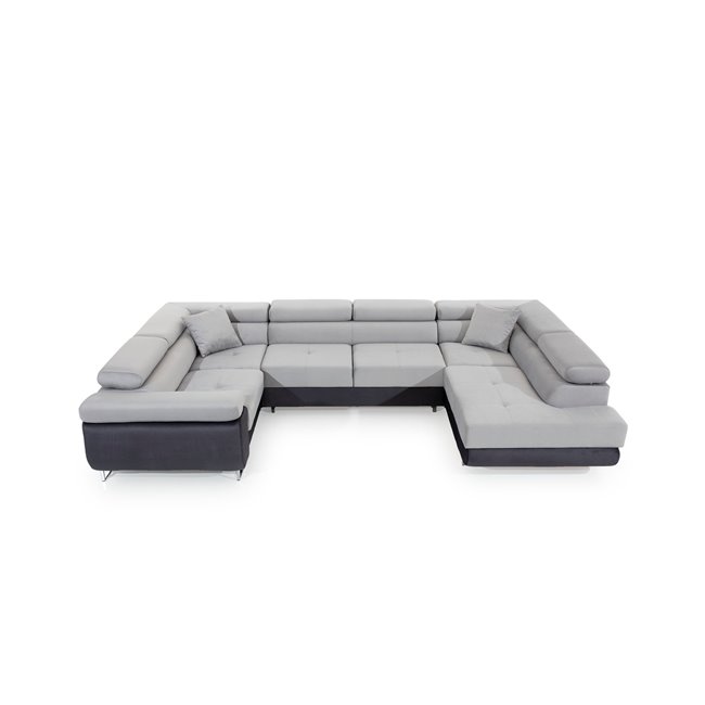 U shape sofa Eletto U Right, Kronos 07, black, H90x340x202cm
