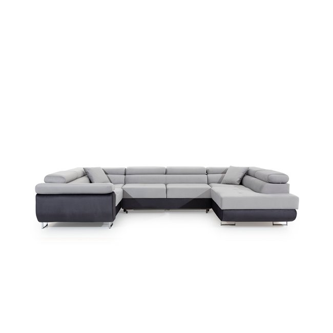 U shape sofa Eletto U Right, Kronos 07, black, H90x340x202cm