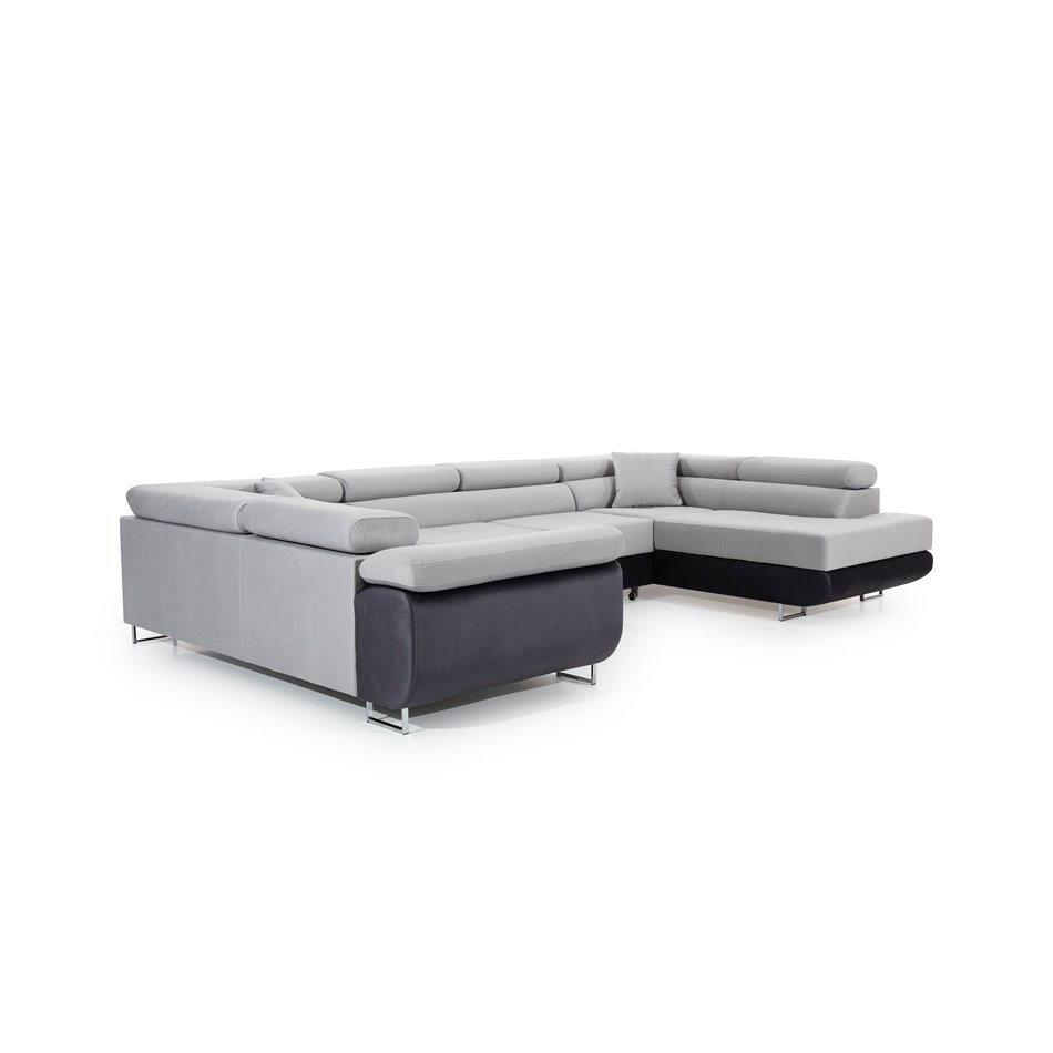 U shape sofa Eletto U Right, Kronos 07, black, H90x340x202cm