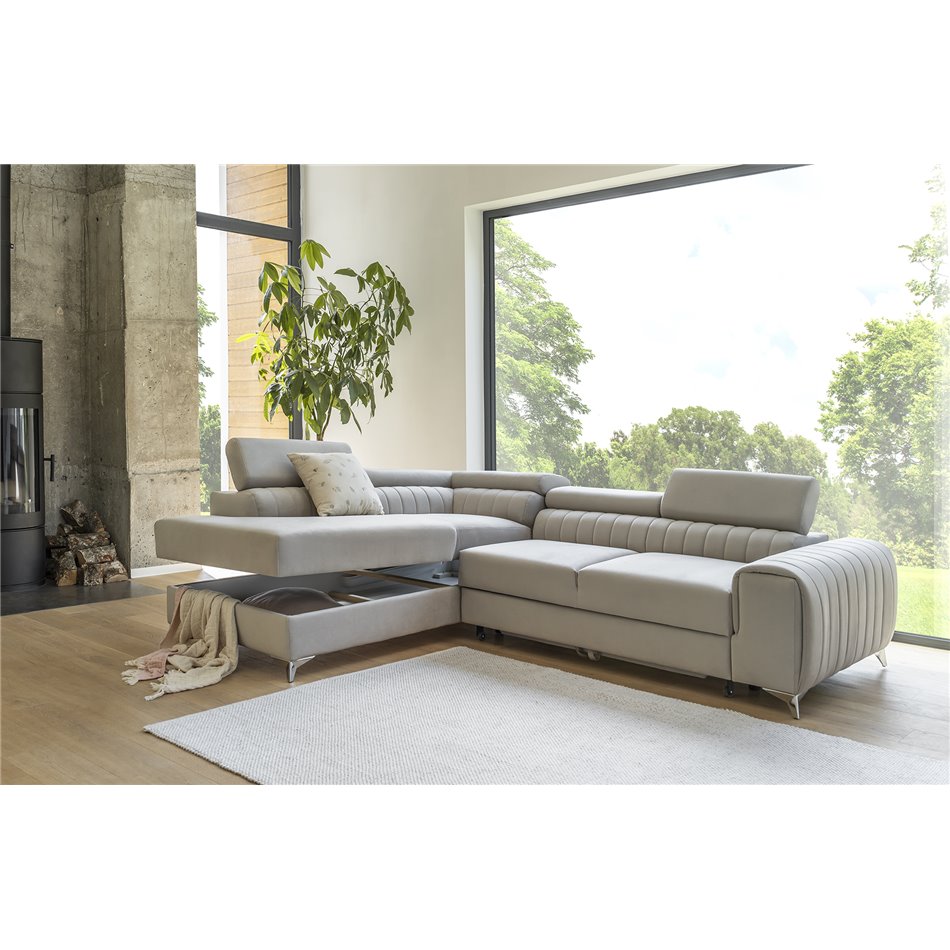 Corner sofa Elaurence L, Monolith 48, yellow, H92x278x205cm