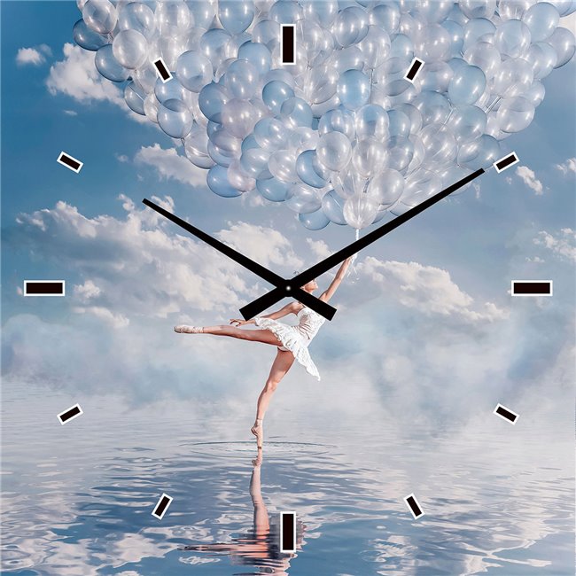 Painting wall clock Balloon dance, 60x60cm