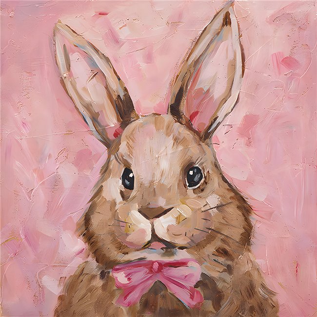 Hand painted canvas Rabbit Banny, 60x60cm