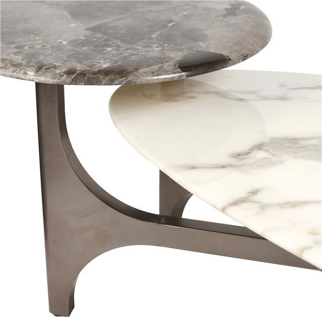 Coffee table Walle artificial marble/metal, H37x144x67cm