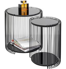 Side table set Wire Double, 2 pcs, black, H46xD45cm
