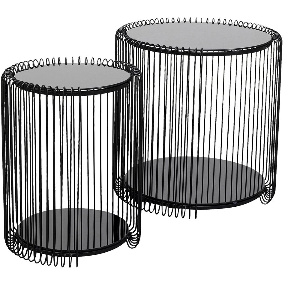 Side table set Wire Double, 2 pcs, black, H46xD45cm