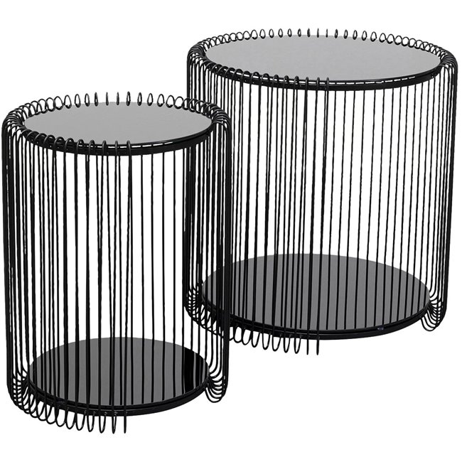 Side table set Wire Double, 2 pcs, black, H46xD45cm