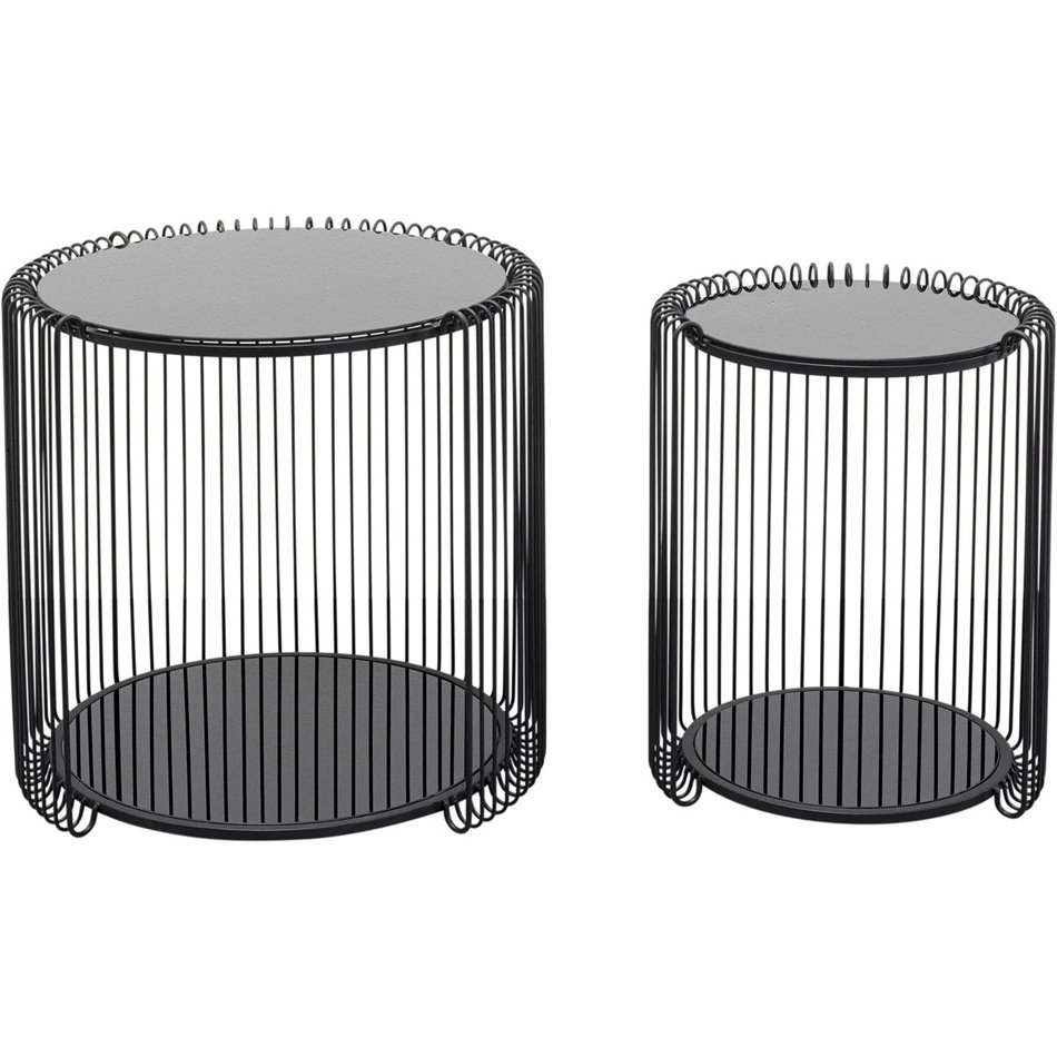 Side table set Wire Double, 2 pcs, black, H46xD45cm