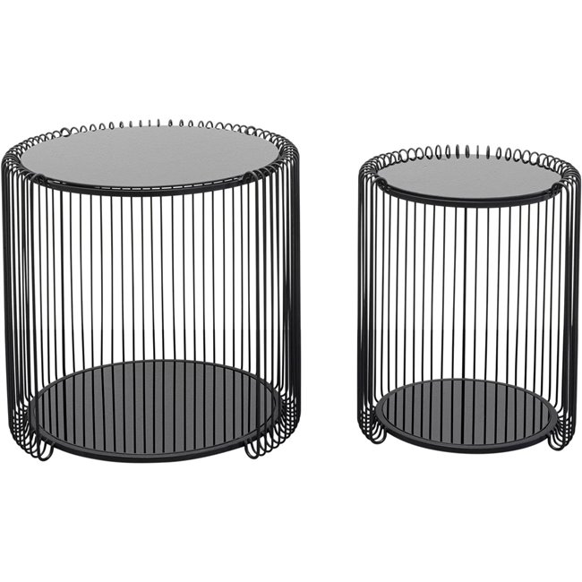Side table set Wire Double, 2 pcs, black, H46xD45cm