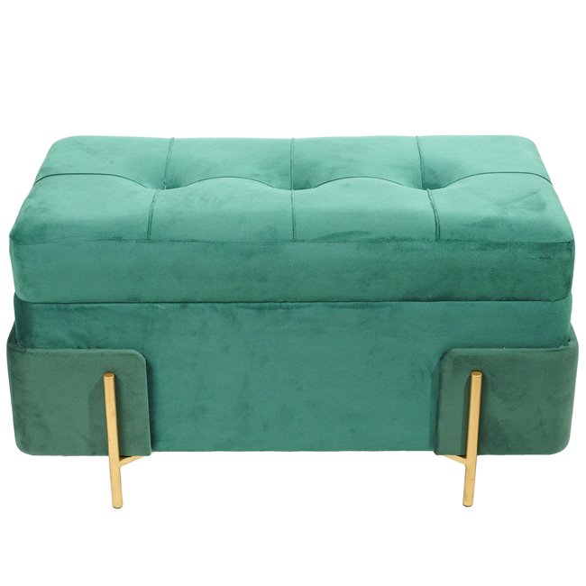 Pouf with storage Calavena L, green velvet, H44x83x43cm