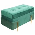 Pouf with storage Calavena L, green velvet, H44x83x43cm