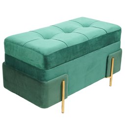 Pouf with storage Calavena L, green velvet, H44x83x43cm