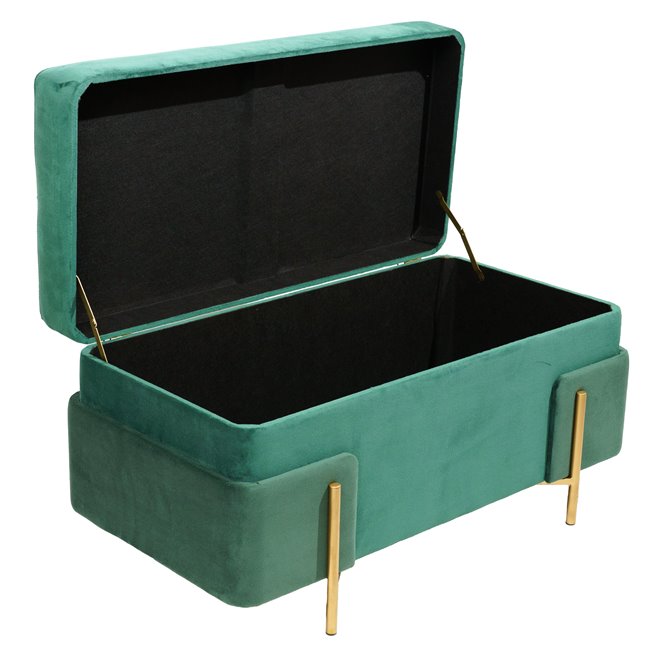 Pouf with storage Calavena L, green velvet, H44x83x43cm