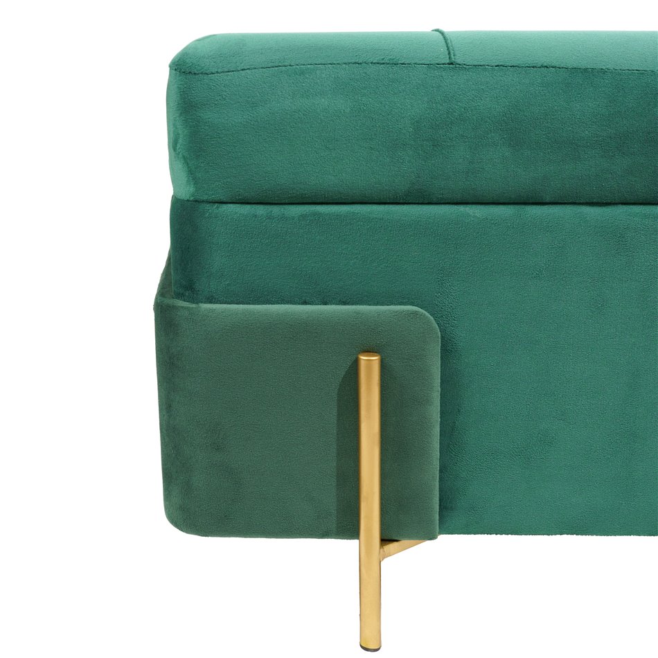 Pouf with storage Calavena L, green velvet, H44x83x43cm
