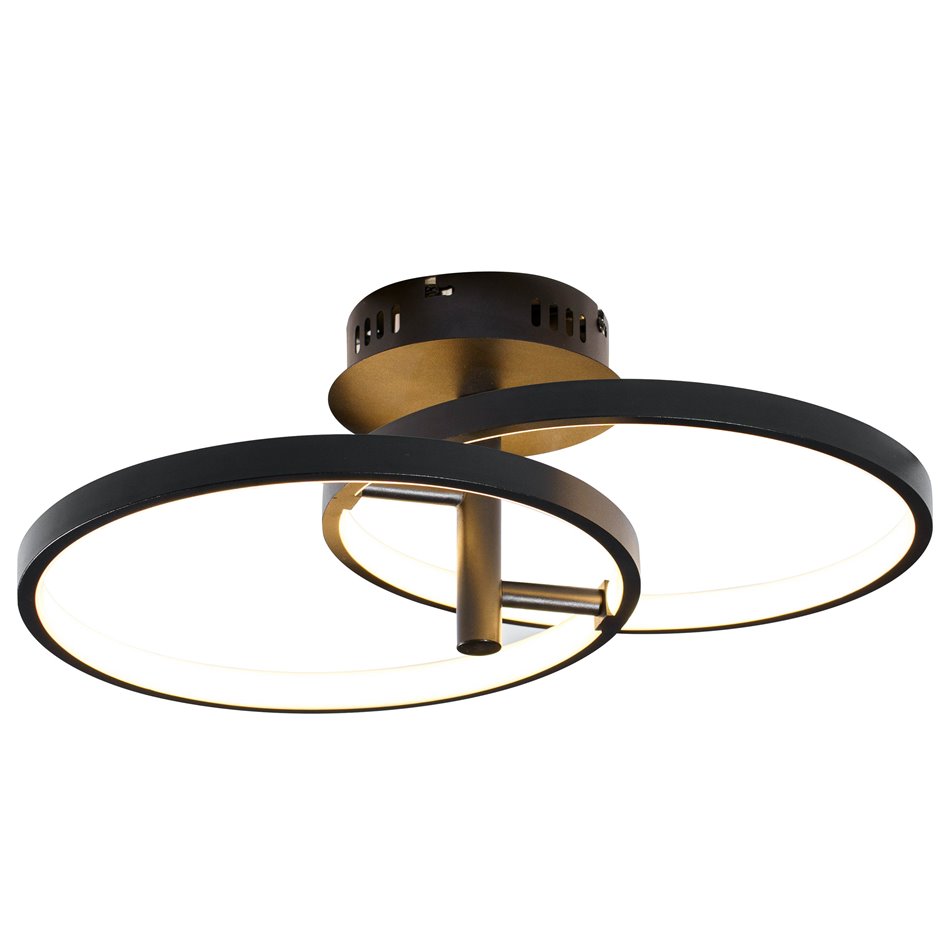 Griestu lampa Mo 2C, melna, H17x56.5x30cm, LED 24W, 3000K, 1320lm