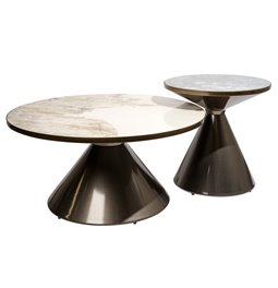 Набор журнальных столиков Waldev, 2 шт., спеченный камень/металл, D83см H40, D50см H50см