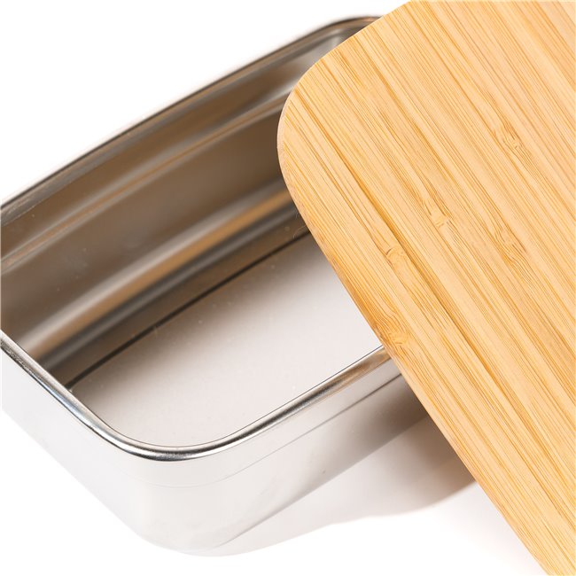Lunch Box with bamboo/stanless steel 0.8L, H5.5x18x12cm