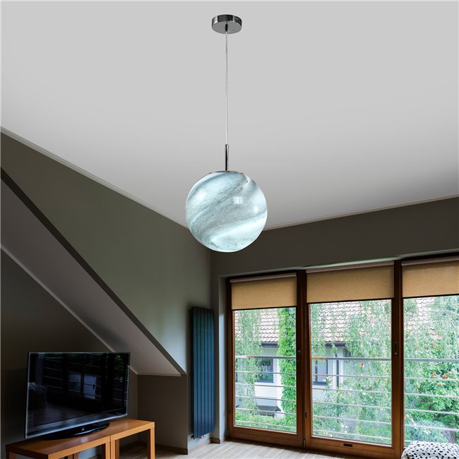 Подвесной светильник Renno, синего цвета/серого цвета,  H120cm, D25cm, E27 40W(MAX)