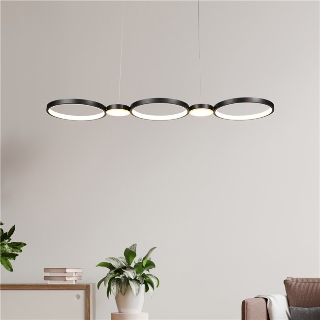 Pendant lamp Mogliano, black, H8-115x95x25cm, LED 42W, 3000K, 2310lm