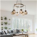 Pendant glass lamp Rana, brass color, H60-135cm, D85cm, E27 6x60W(MAX)