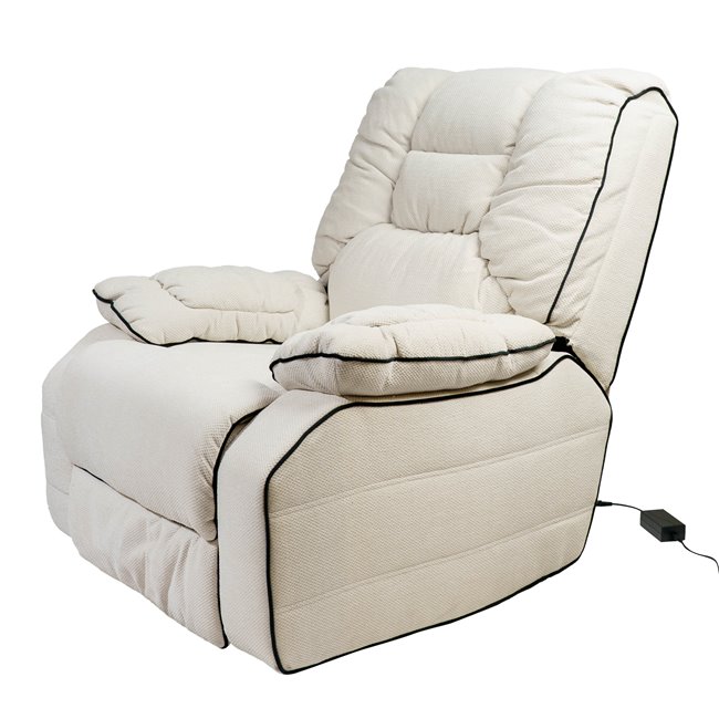 Electric recliner/rocking chair Hohenberg, beige, swivel 210, H84-106x96x105-170cm