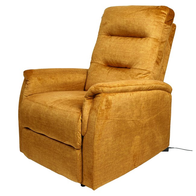 Electric recliner Oktavio, amber color, H90-105x78x93-156cm, seat height 59cm