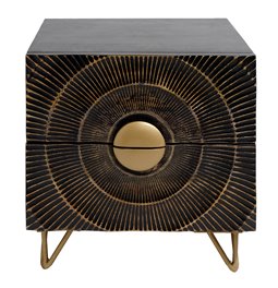 Приставной столик Bailey ST, манговое дерево/МDF/металл, черный/ золотой цвет, H45x45x40cm