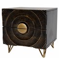 Side table Bailey ST, mango wood/MDF/metal, black/ gold color, H45x45x40cm