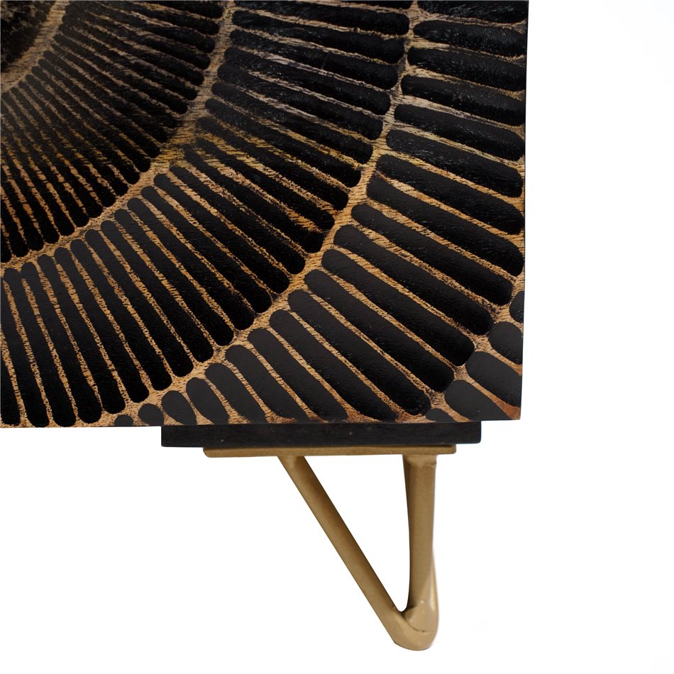 Side table Bailey ST, mango wood/MDF/metal, black/ gold color, H45x45x40cm