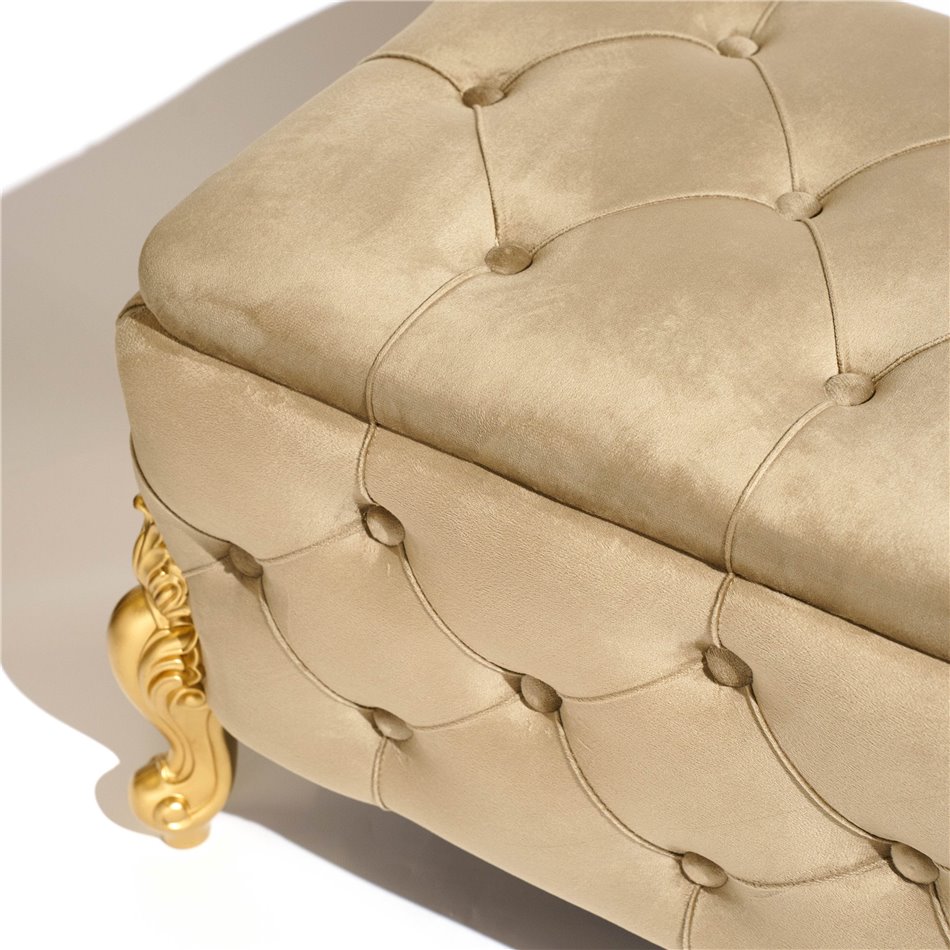 Скамейка с ящиком для хранения Martimo MD, серо-коричневый, бархат, H43x110x45см