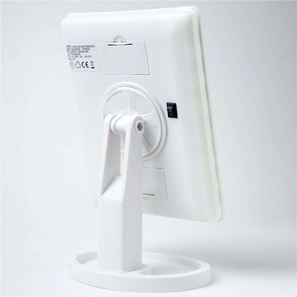 Table mirror with LED lighting, white, H26.1x16.7x11.9cm