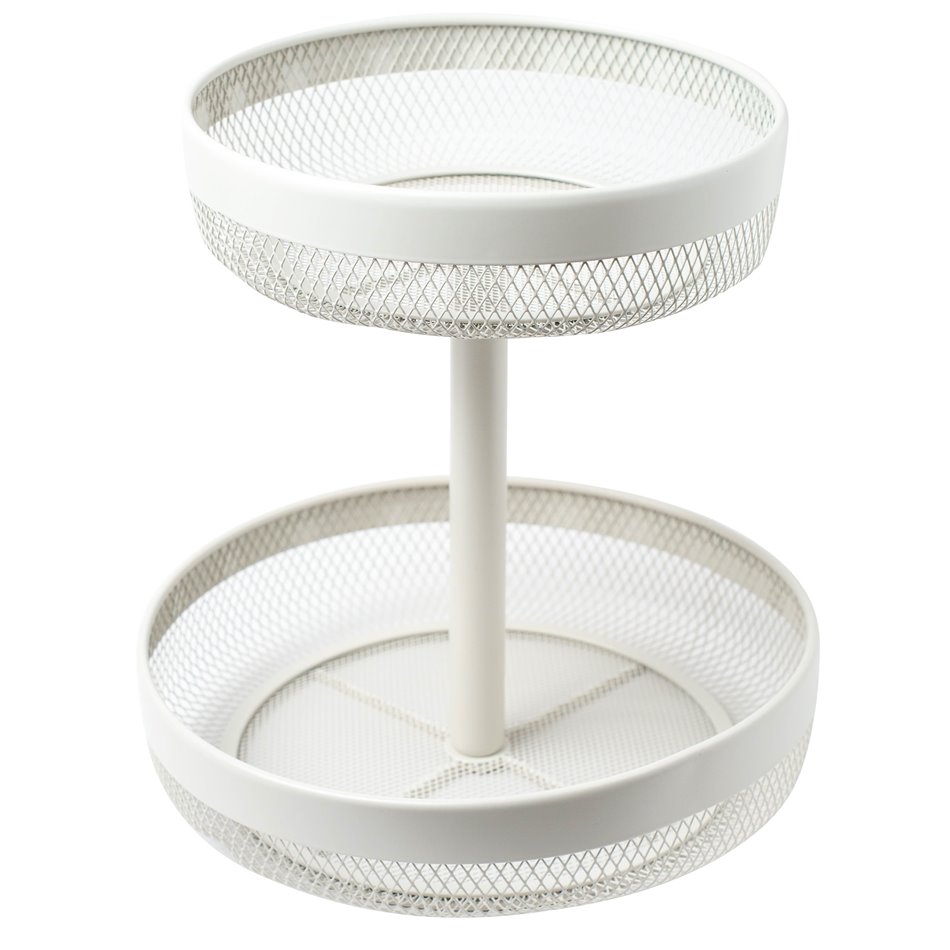 2-tier MAYAJ Fruit basket, metal, white, H31cm D30cm