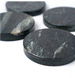 Coaster set 4 Verre, black marble, D10cm