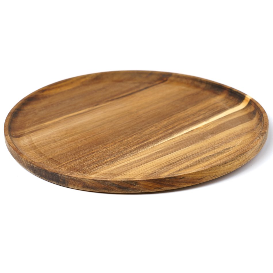 Тарелка MINA, коричневая, дерево акация, D30см