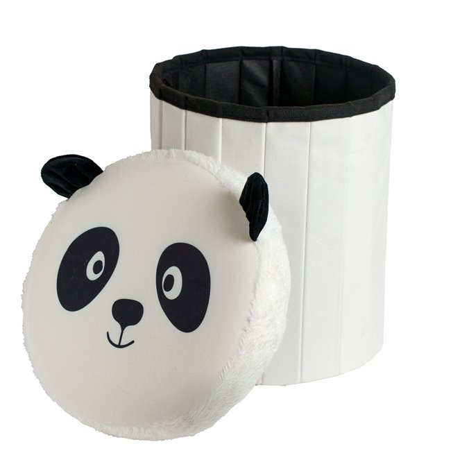 Пуф с ящиком для хранения Panda, белый/черный, H36xD30cm