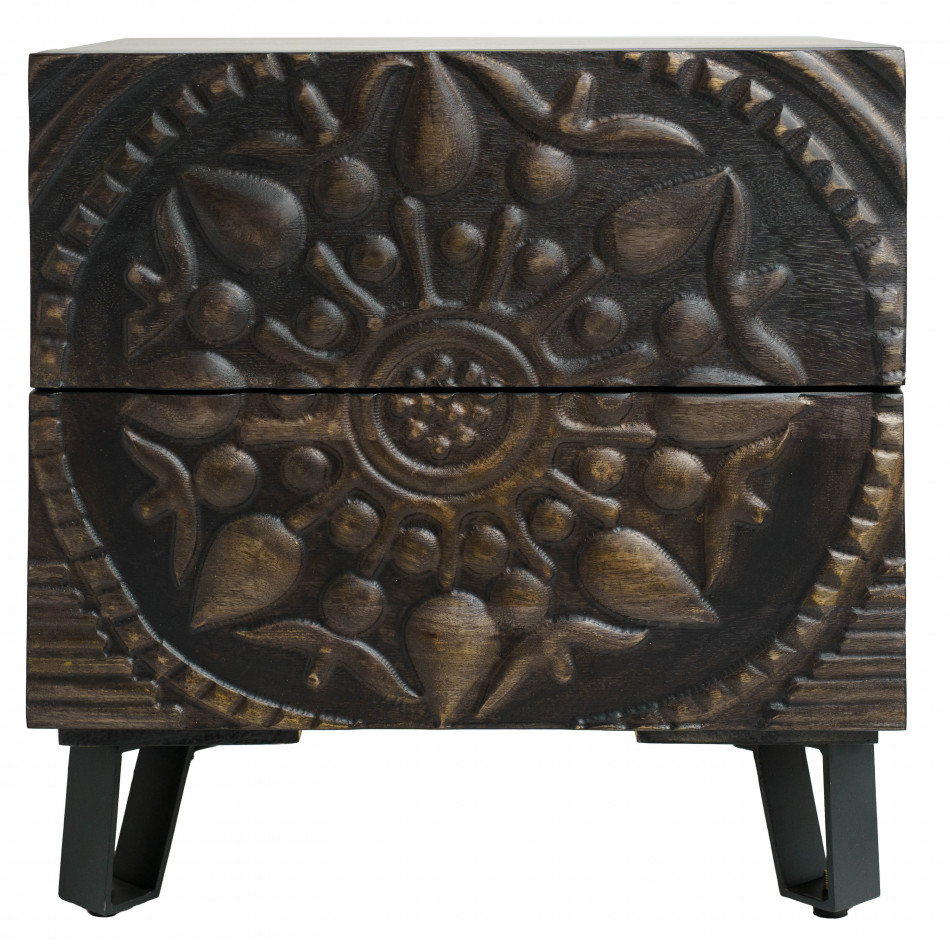 Приставной столик Craft, манговое дерево/МDF/металл, черный, H45x40x45cm