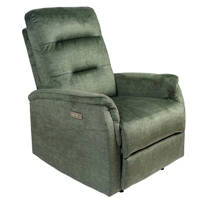 Electric recliner Oktavio, green, H90-105x78x93-156cm, seat height 59cm