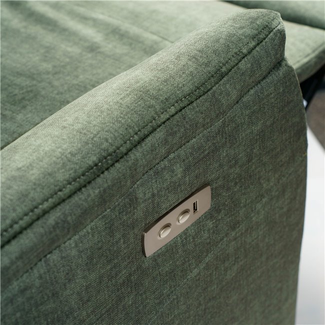 Electric recliner Oktavio, green, H90-105x78x93-156cm, seat height 59cm