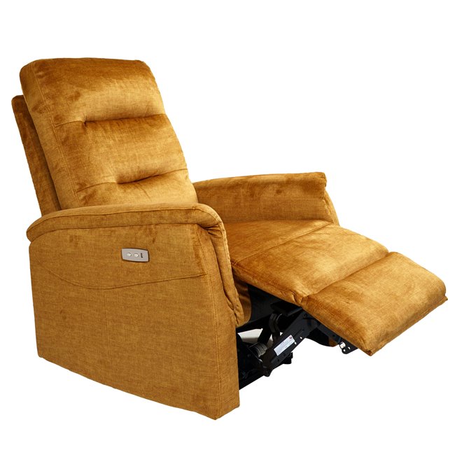Electric recliner Oktavio, amber color, H90-105x78x93-156cm, seat height 59cm