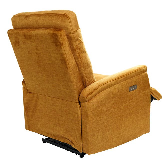 Electric recliner Oktavio, amber color, H90-105x78x93-156cm, seat height 59cm