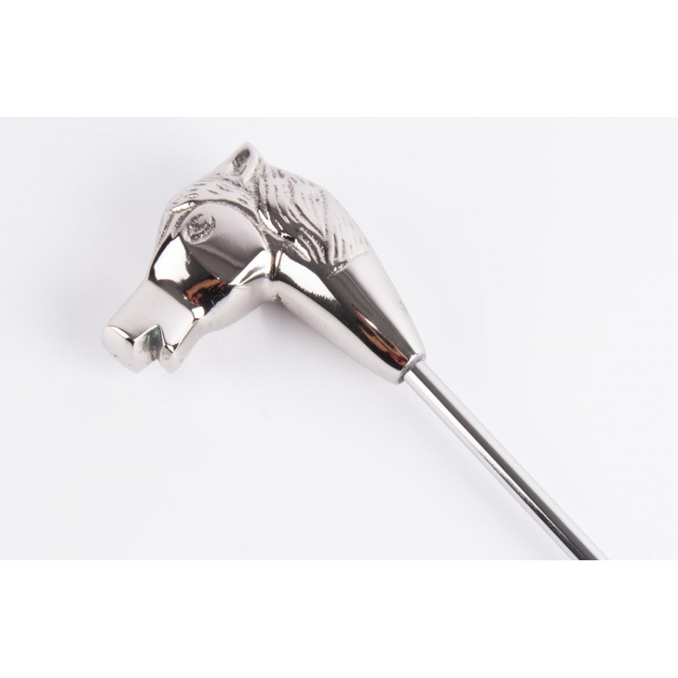 Shoe horn with Horse head handle, aluminium, 63cm