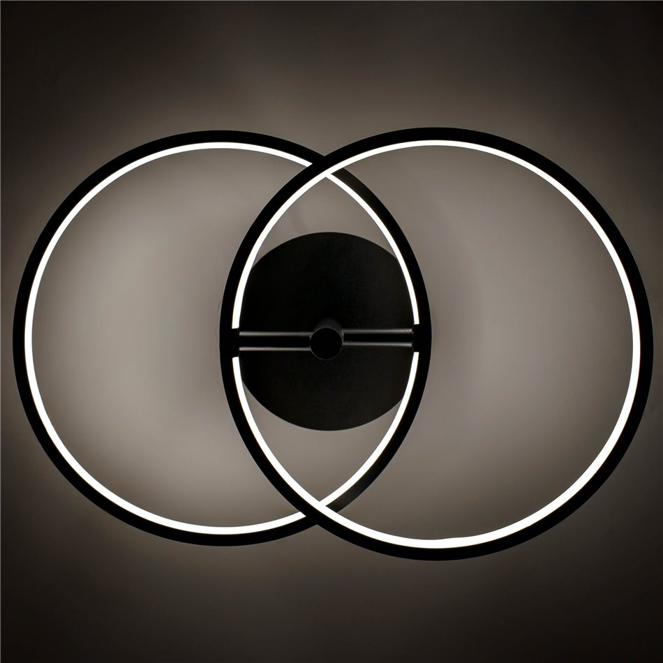 Griestu lampa Mo 2C, melna, H17x56.5x30cm, LED 24W, 3000K, 1320lm