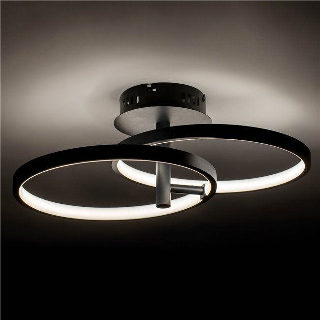 Griestu lampa Mo 2C, melna, H17x56.5x30cm, LED 24W, 3000K, 1320lm